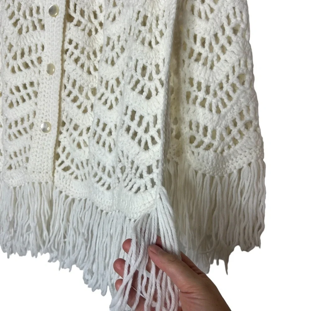 Vintage Handmade Crochet Knit Shawl